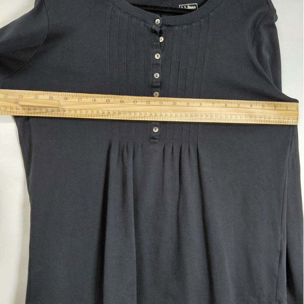 L.L.Bean Gray Henley Pleated Knit Lightweight Top Women Size L - Picture 6 of 8